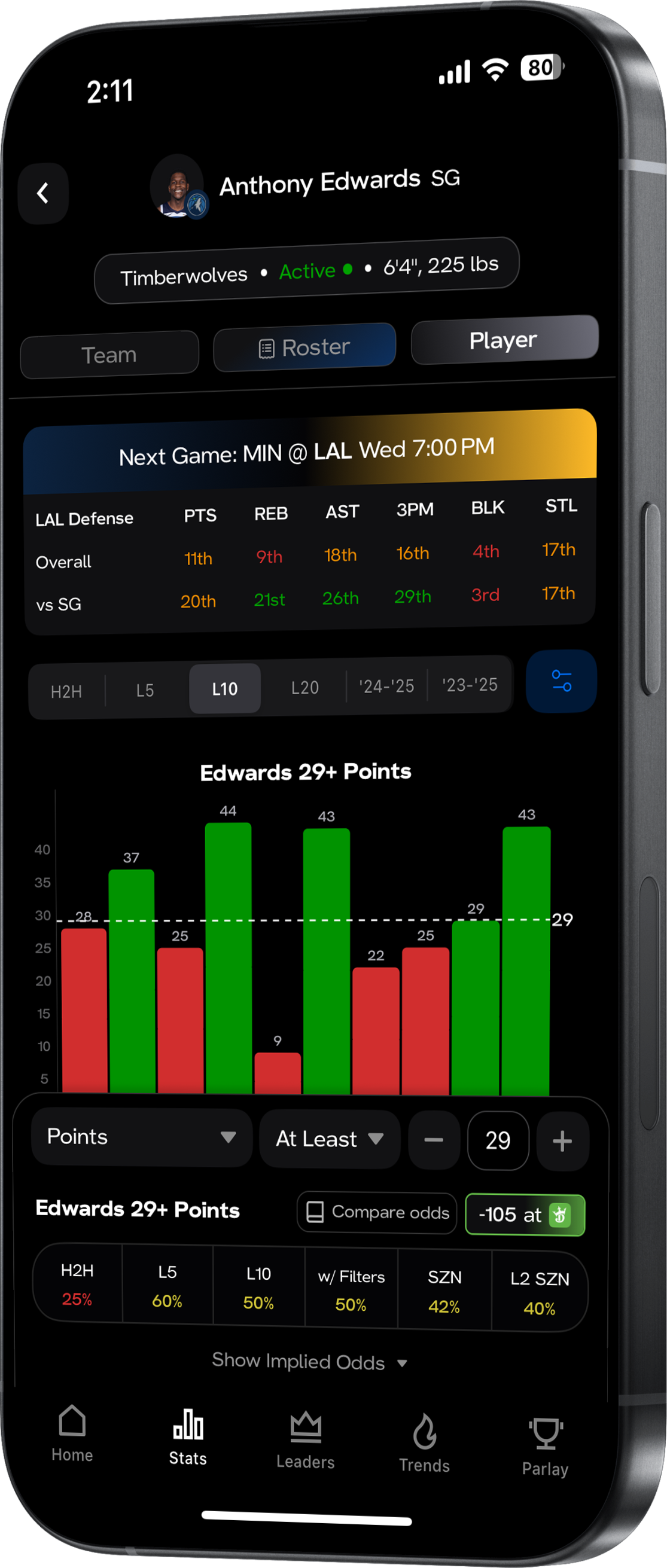 Mockup of hofbets ios app Deep Stats